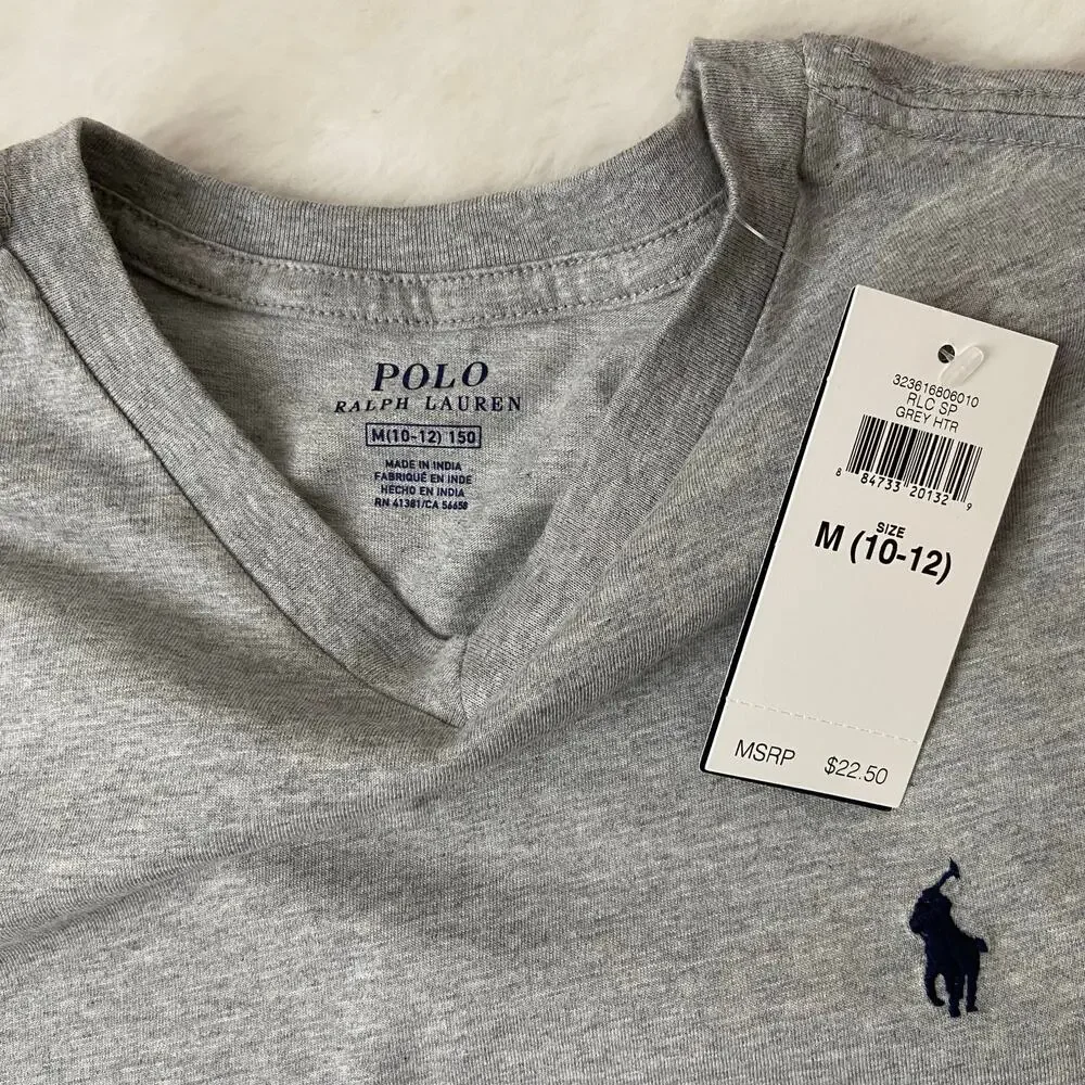 Polo Ralph Lauren Gray V-Neck Tee Size Medium (Boy)
